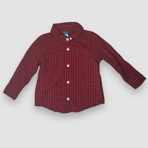 Old navy red plaid long sleeve button up shirt size 2T